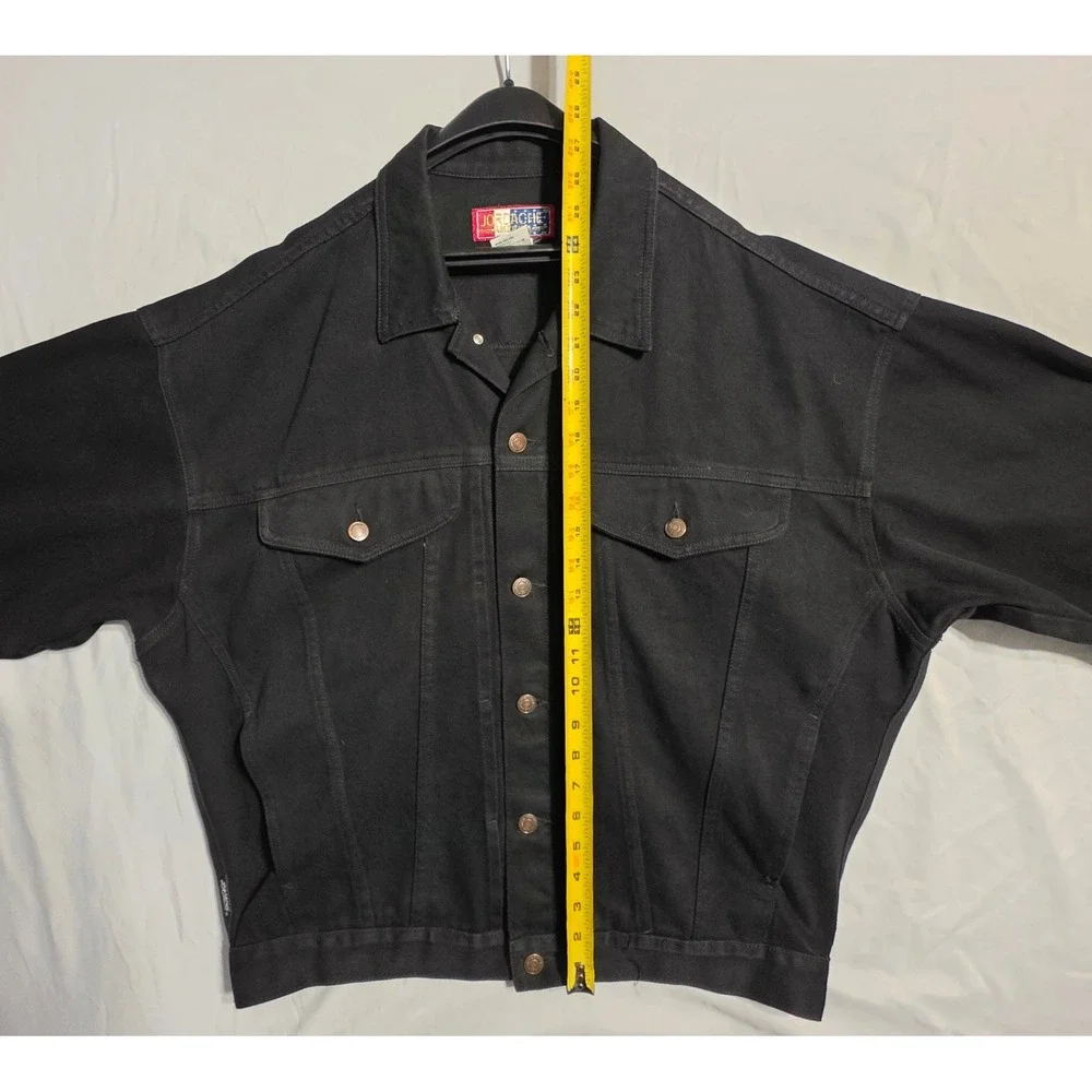 Vintage Jordache Black Denim Trucker Jacket Men's L Oversized 90s USA Style